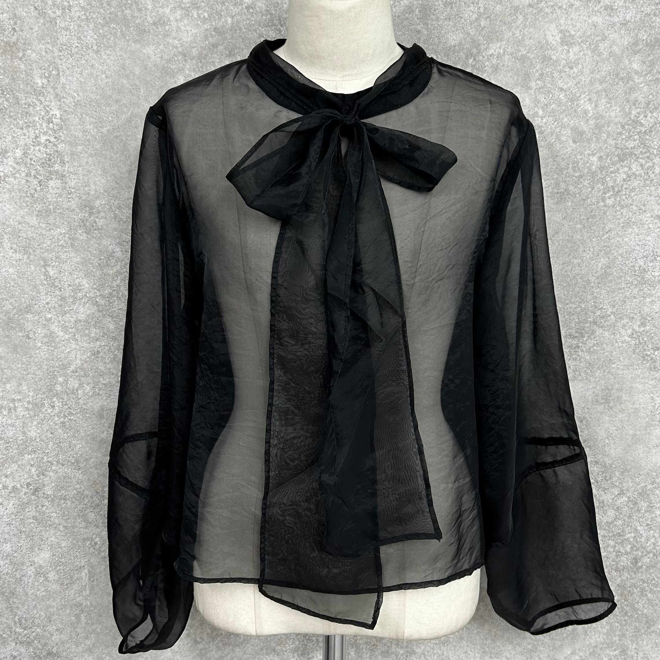 オーガンジーボウタイブラウス　-ブラック-　※5/14-20迄に順次発送予定