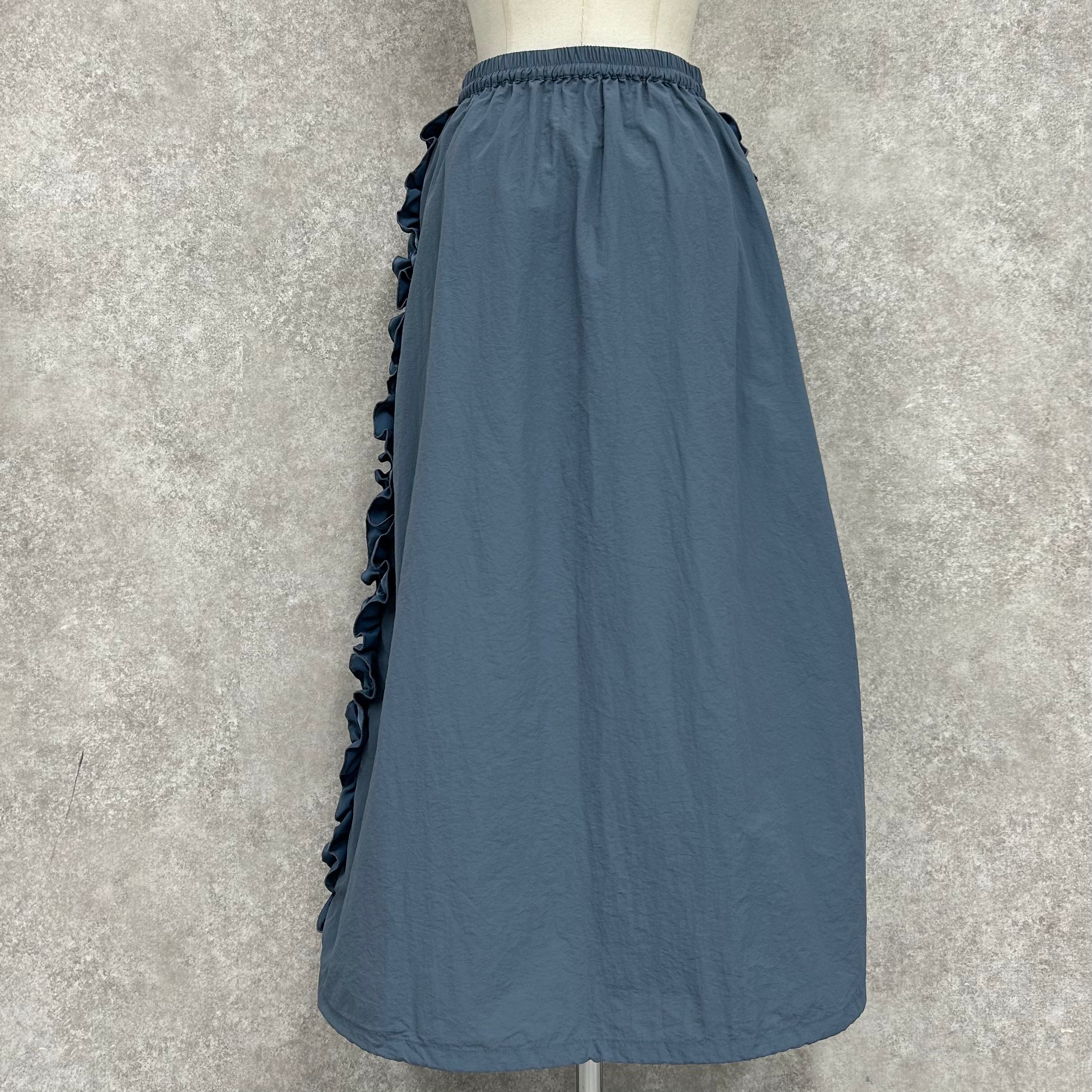 🉐サイドフリルラインバルーンスカート　-グレーサックス-　※4/9~15迄に順次発送予定