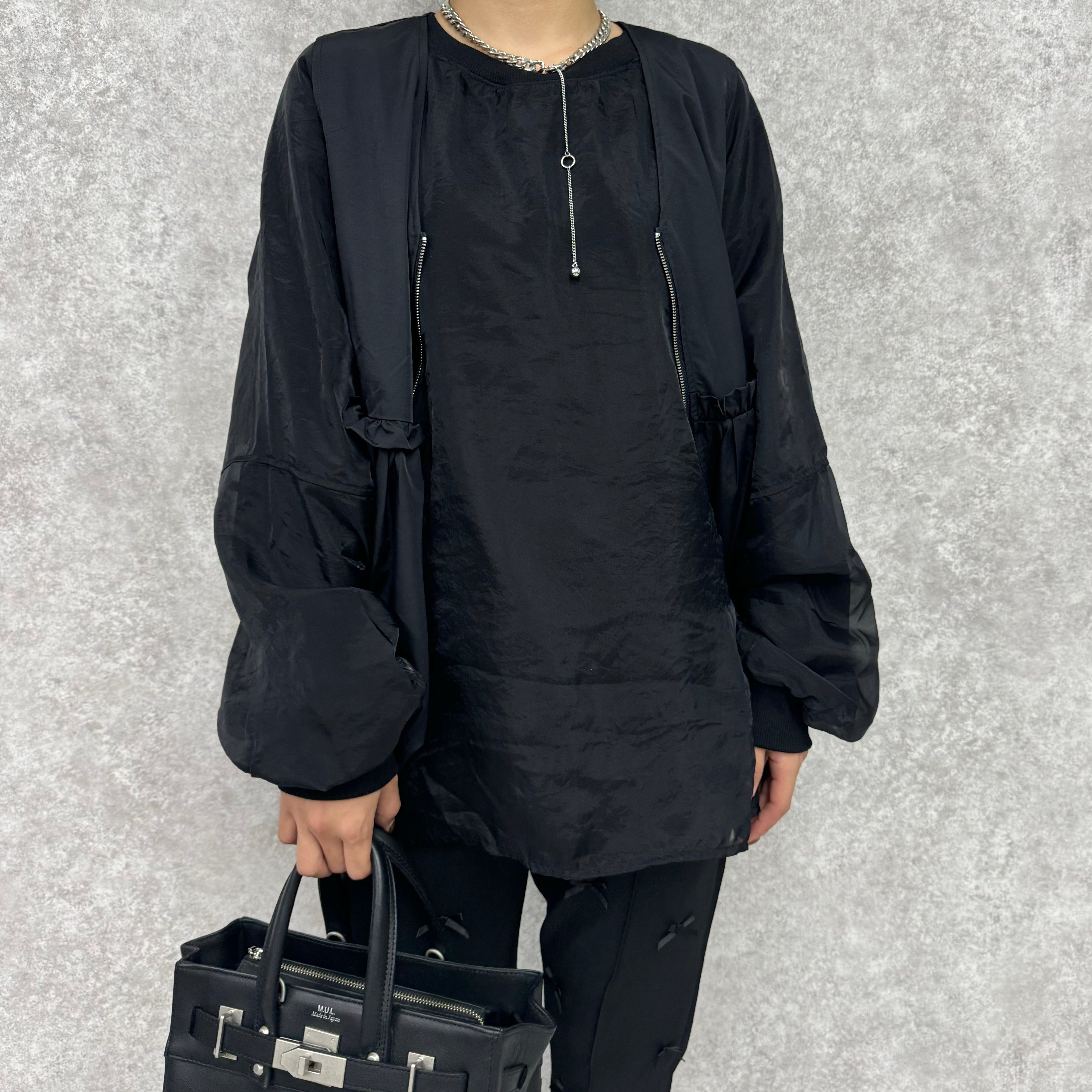 裏毛オーガンジー重ねNEWラグランPO  -ブラック-　※10/15-21頃より順次配送予定