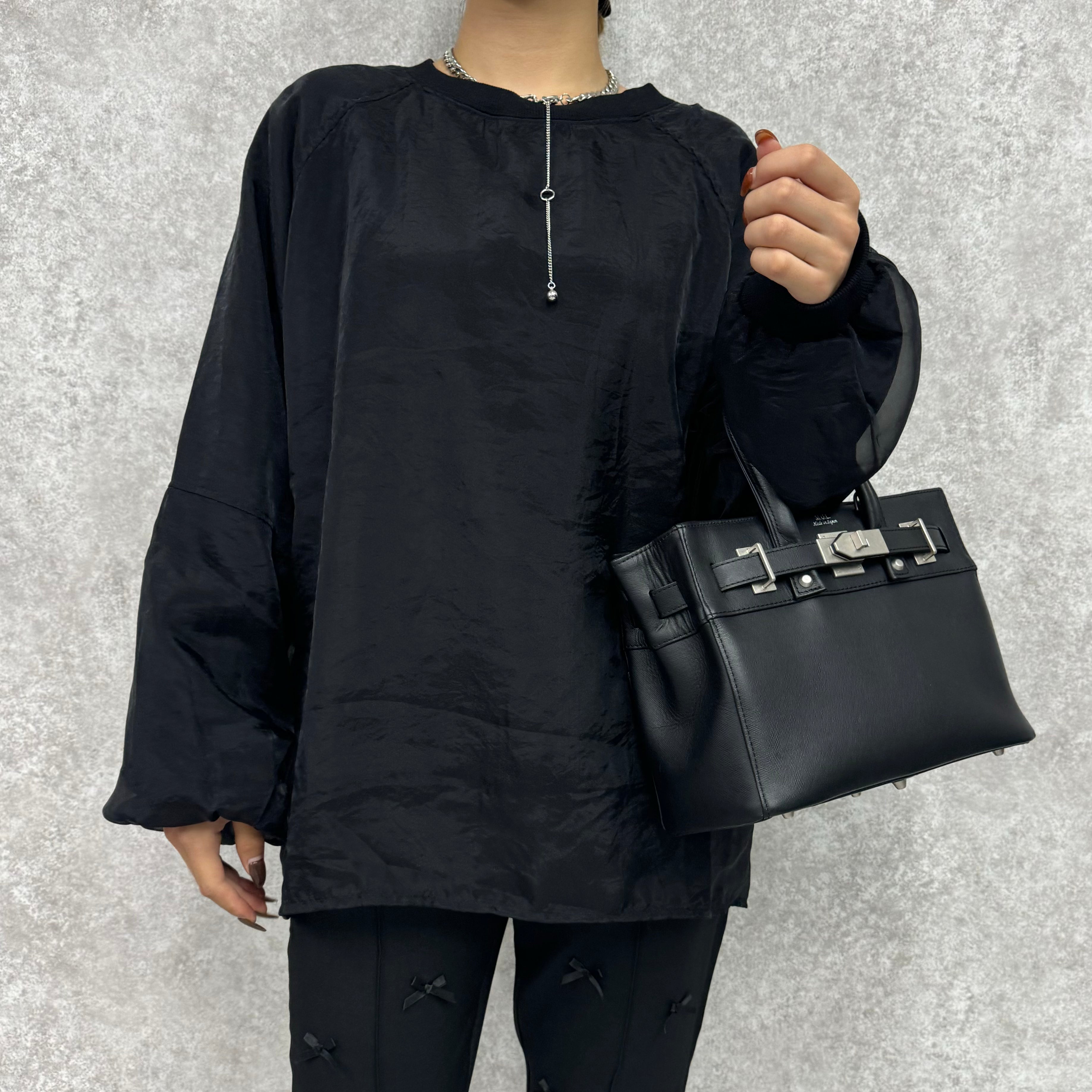 裏毛オーガンジー重ねNEWラグランPO  -ブラック-　※10/15-21頃より順次配送予定