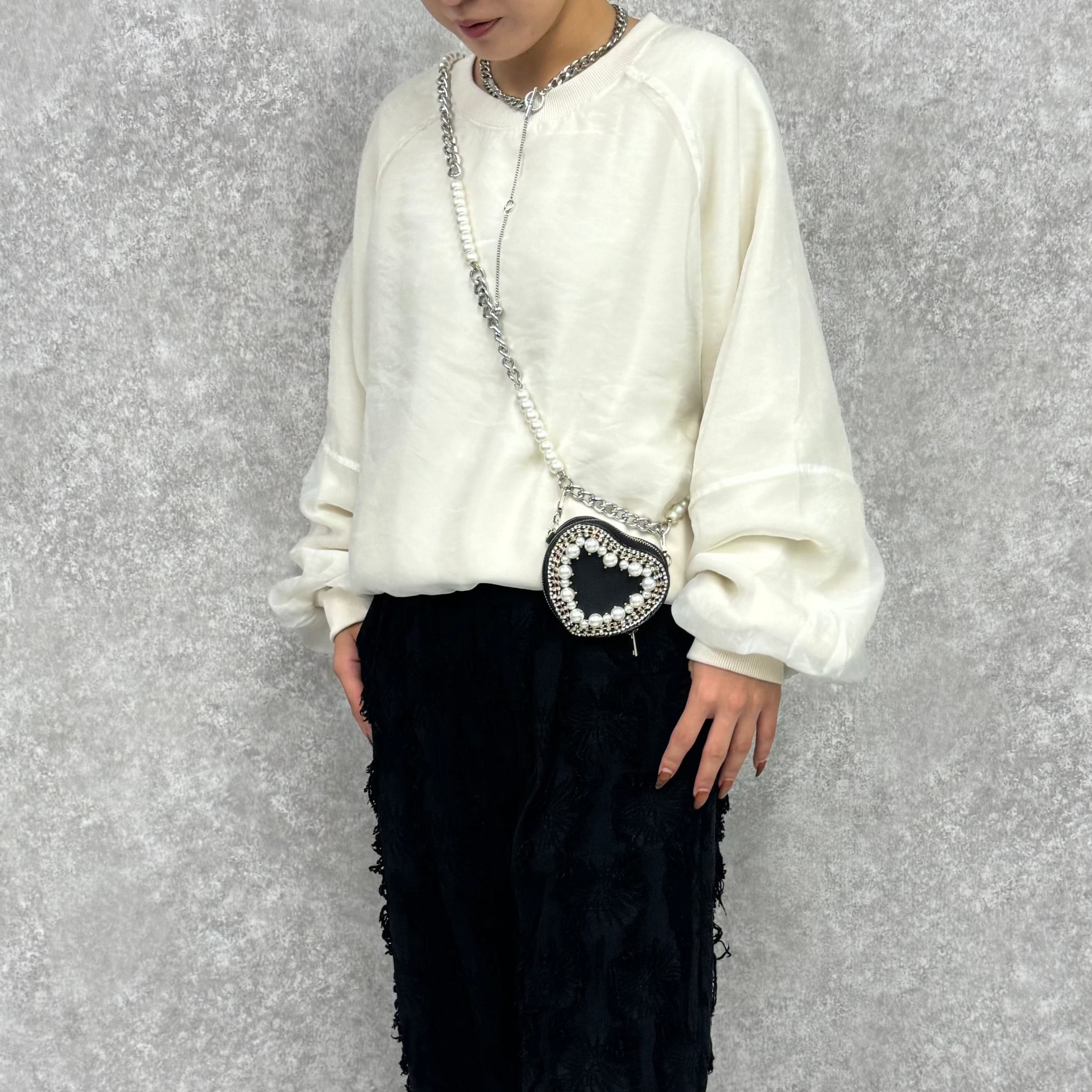 裏毛オーガンジー重ねNEWラグランPO  -オフホワイト-　※10/15-21頃より順次配送予定