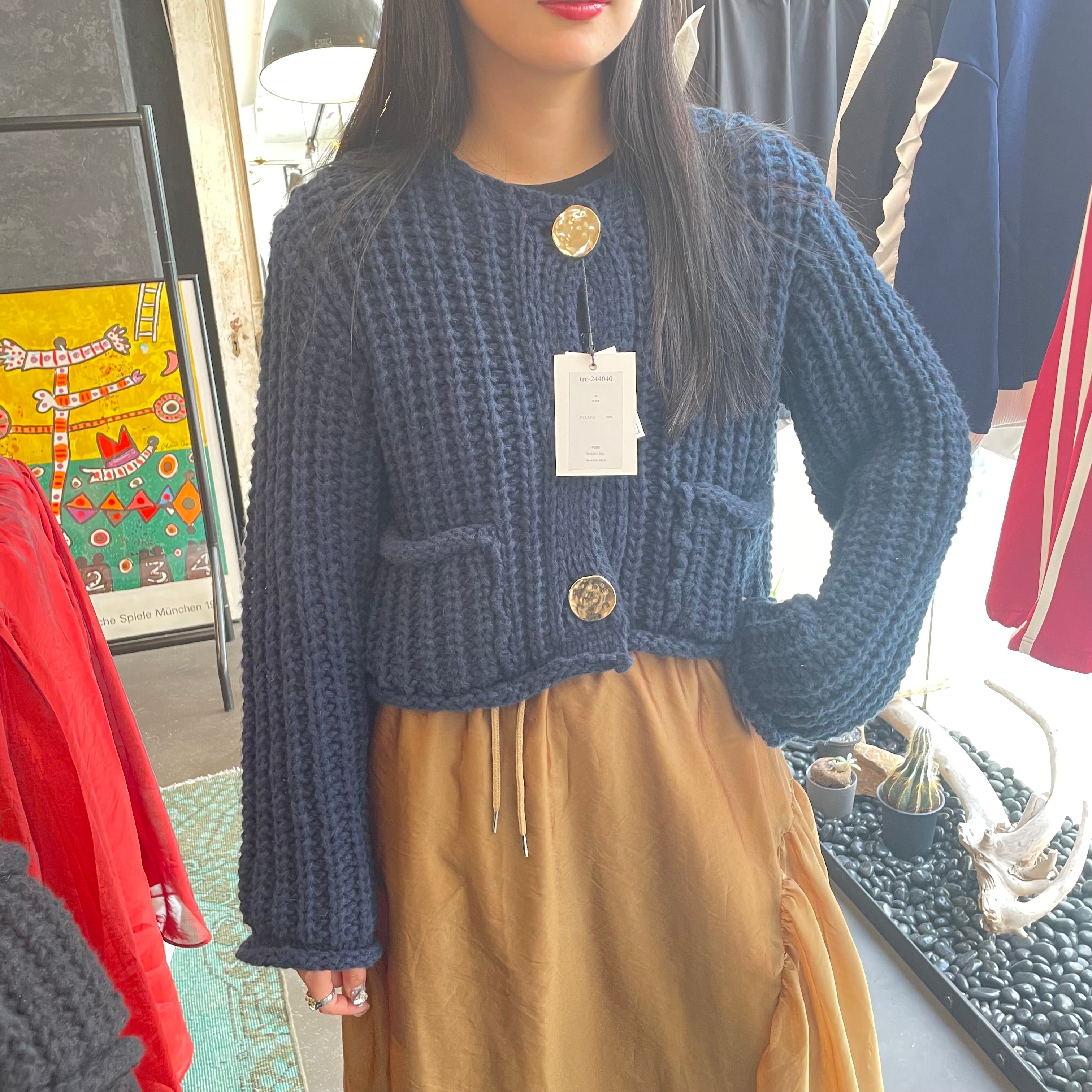 【terrace】ローニットカーディガン　-ネイビー-　※10/15-21より順次配送予定