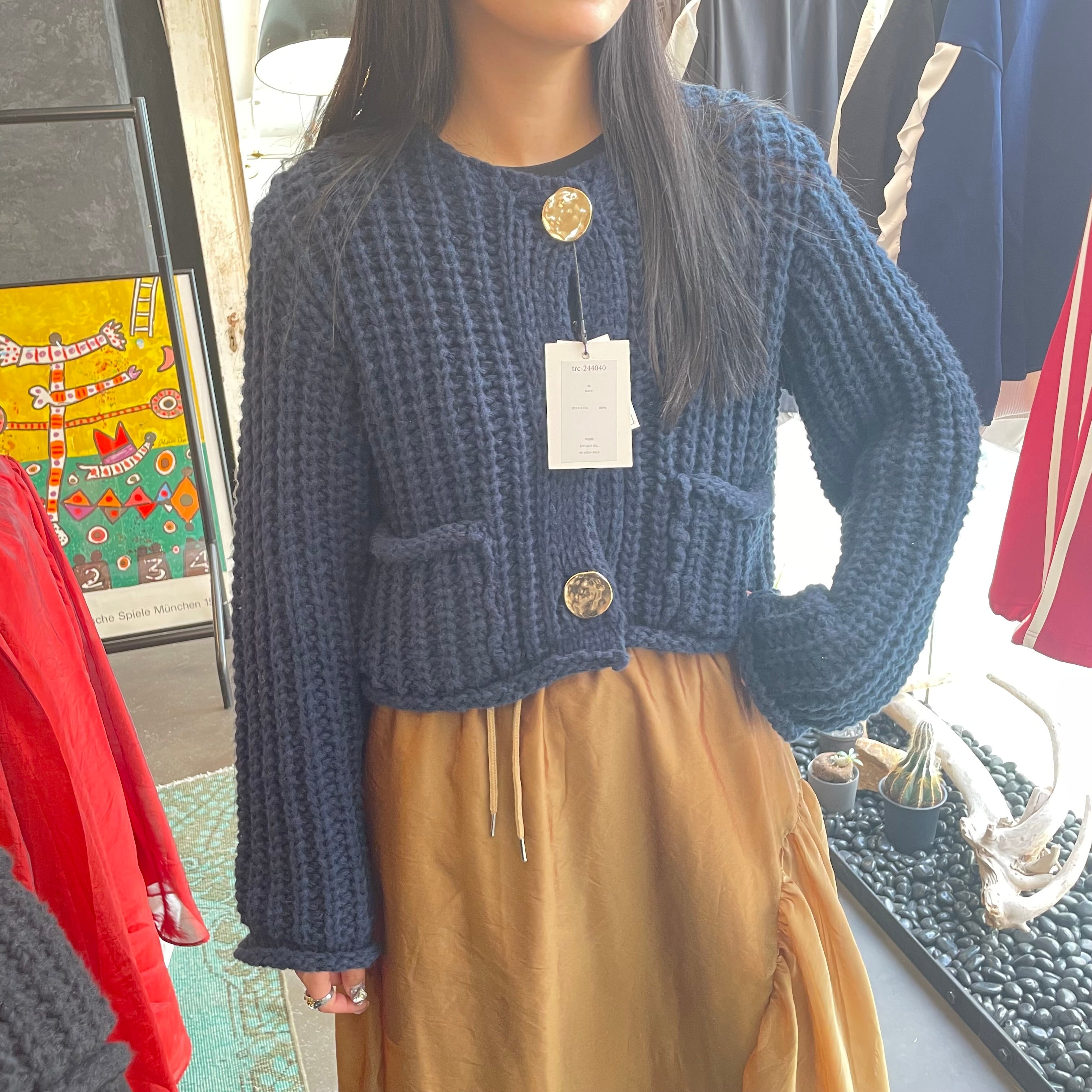 【terrace】ローニットカーディガン　-ネイビー-　※10/15-21より順次配送予定