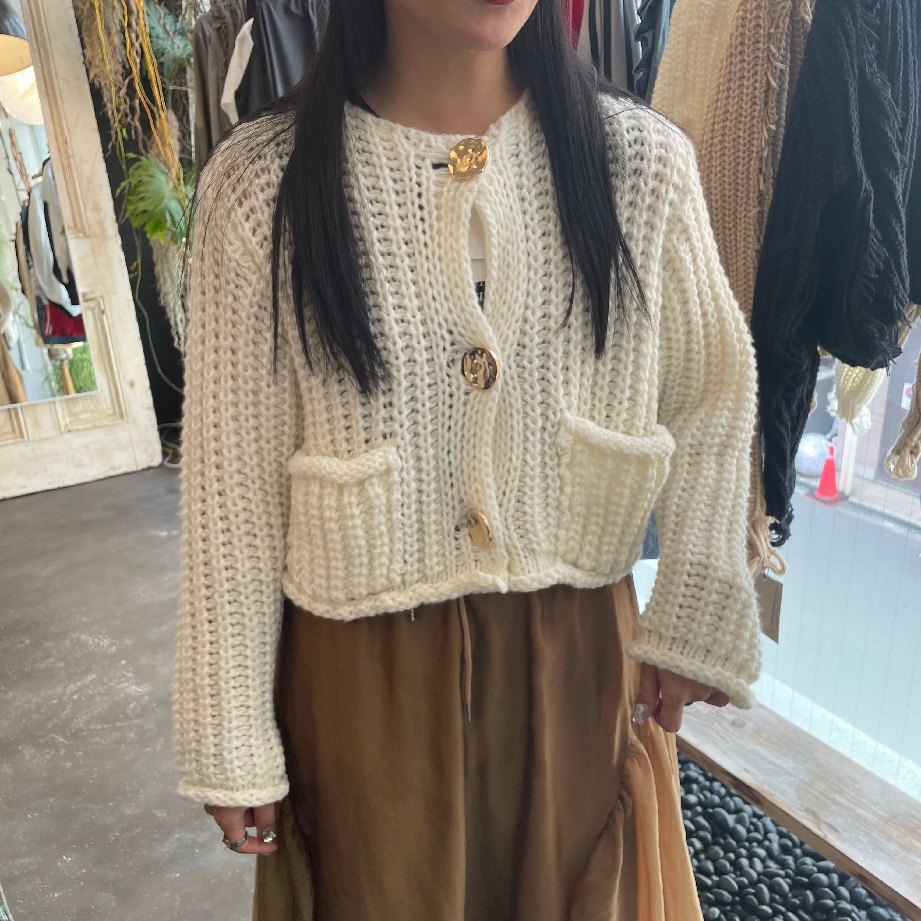 【terrace】ローニットカーディガン　-オフホワイト-　※10/15-21より順次配送予定