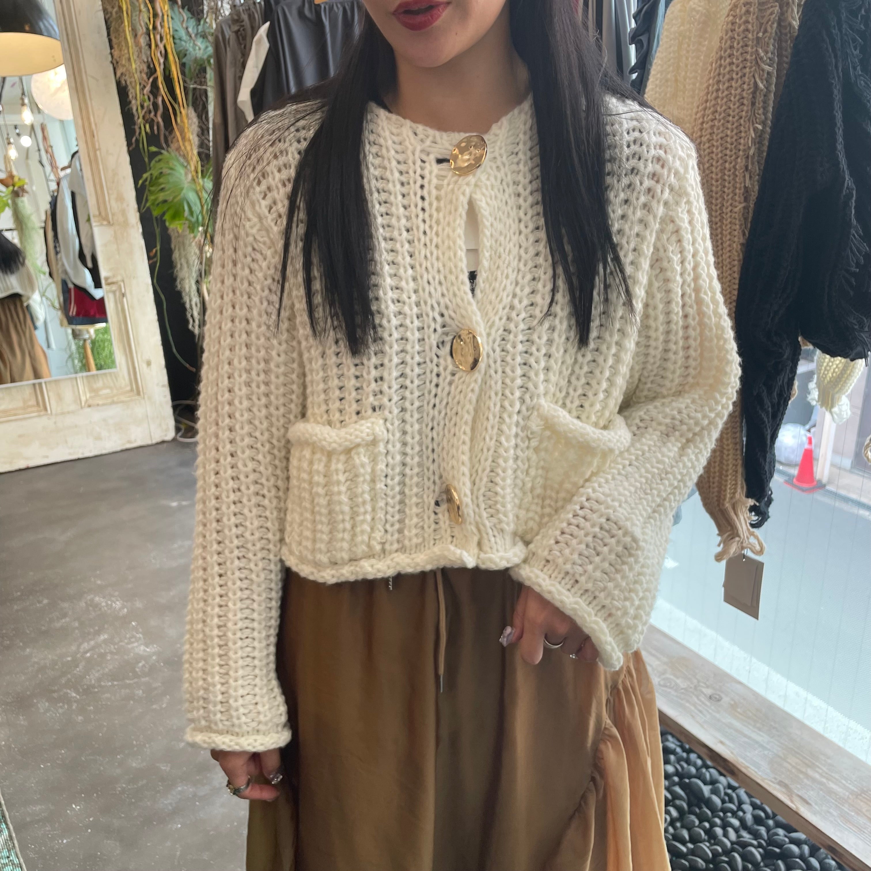 【terrace】ローニットカーディガン　-オフホワイト-　※10/15-21より順次配送予定