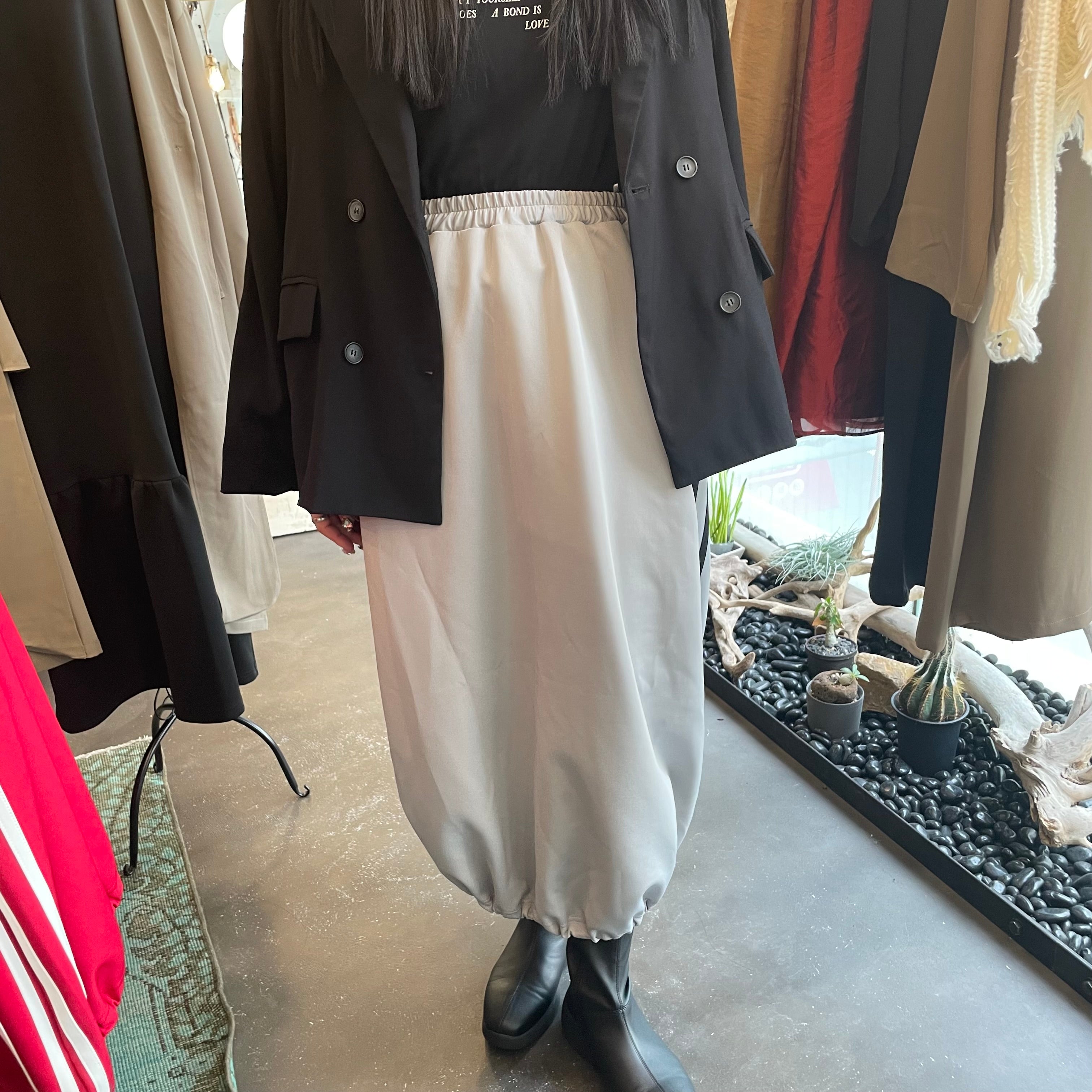 【terrace】ドロストヘムバルーンスカート　-グレー×ブラック-　※10/15-21より順次配送予定