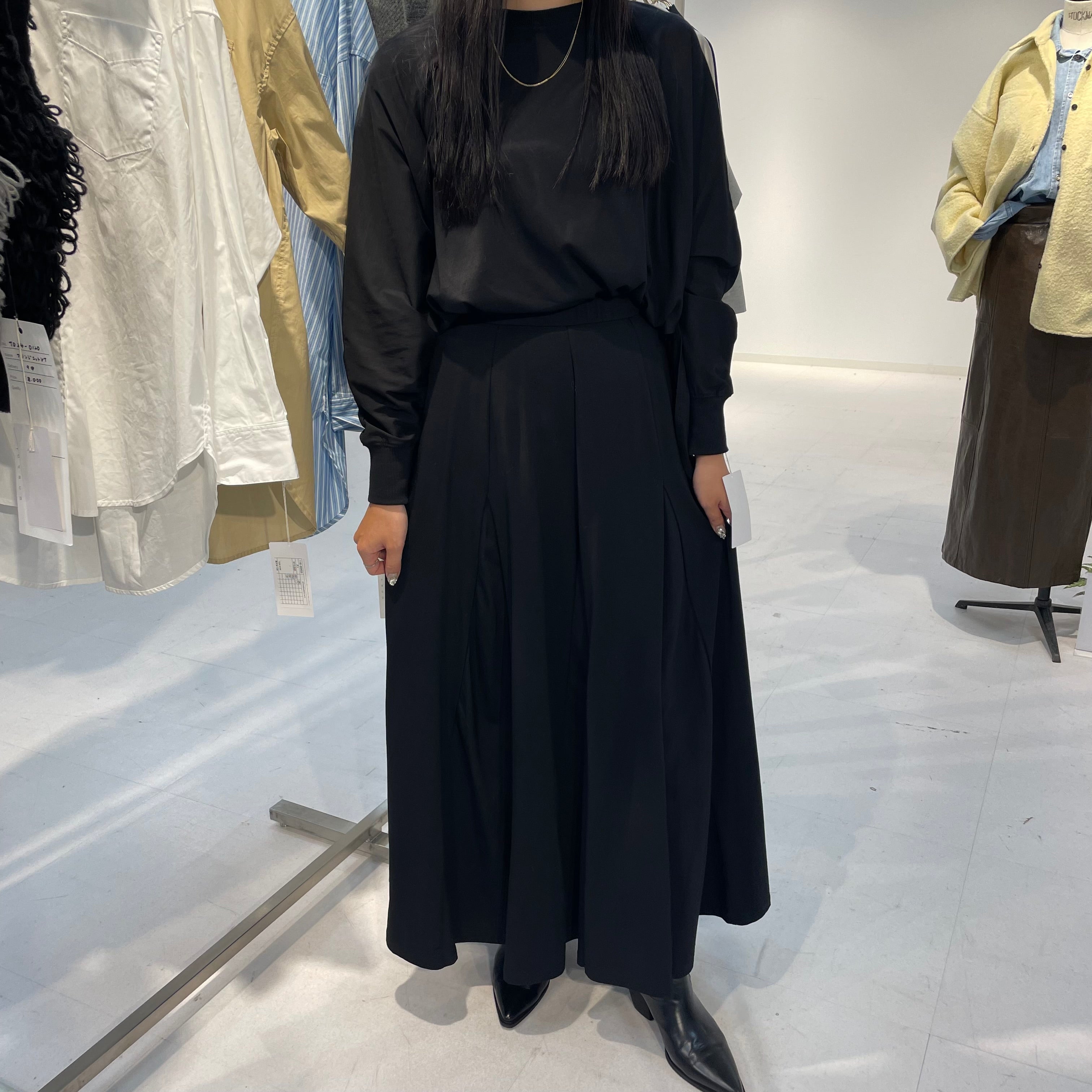 シルケットフレアスカート　019 ブラック　※11月中旬〜下旬より順次配送