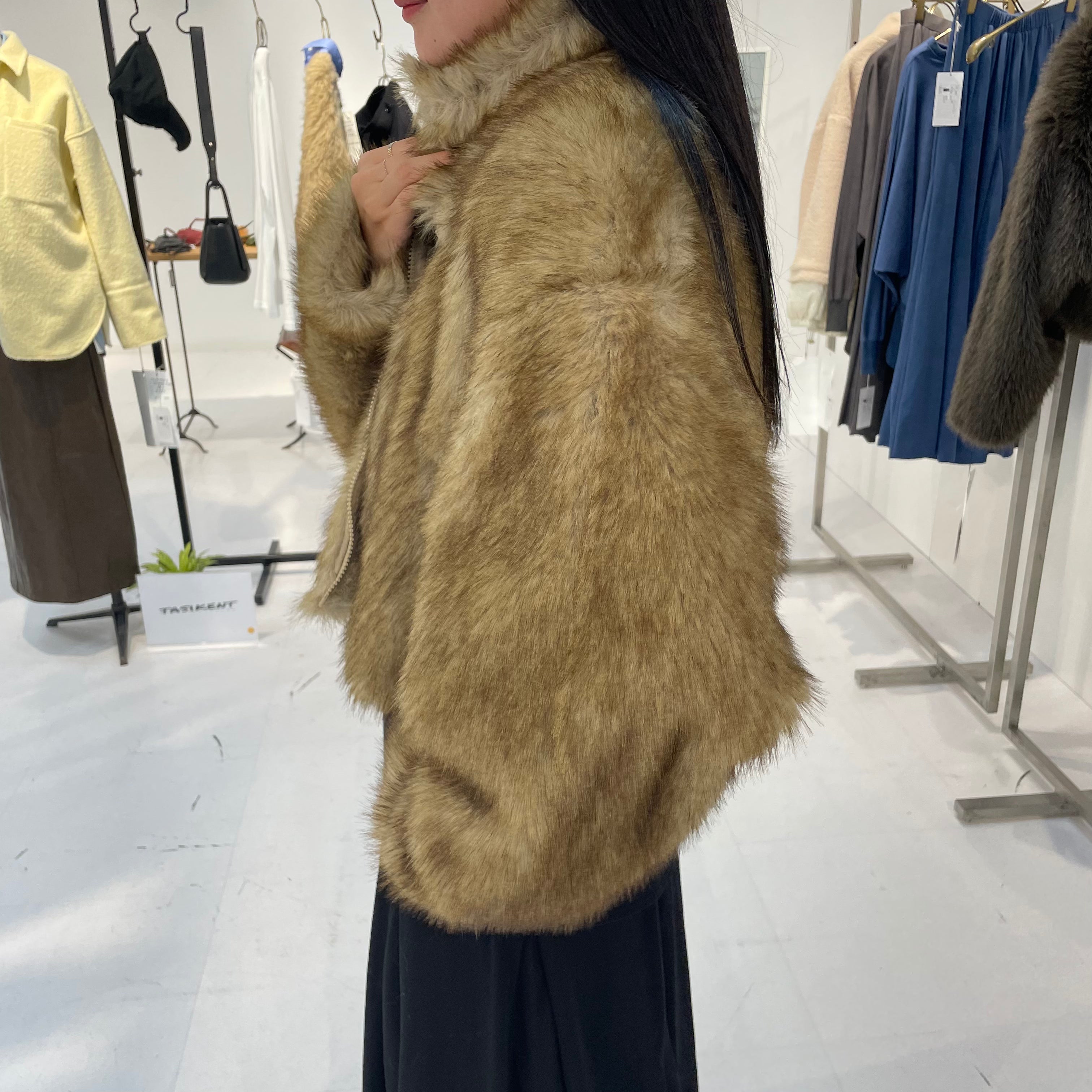 フェイクファーショートコート　ミックス　※11月下旬〜12月上旬頃より順次配送