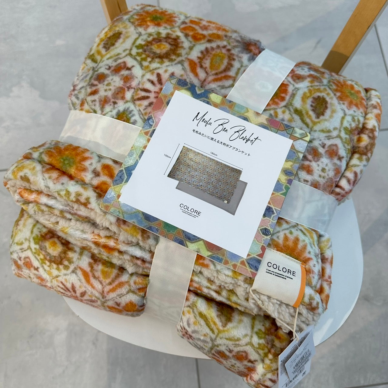 Ｍｏｕｆｕボアブランケット　132　レトロフラワー　※11月上旬〜中旬頃より配送予定