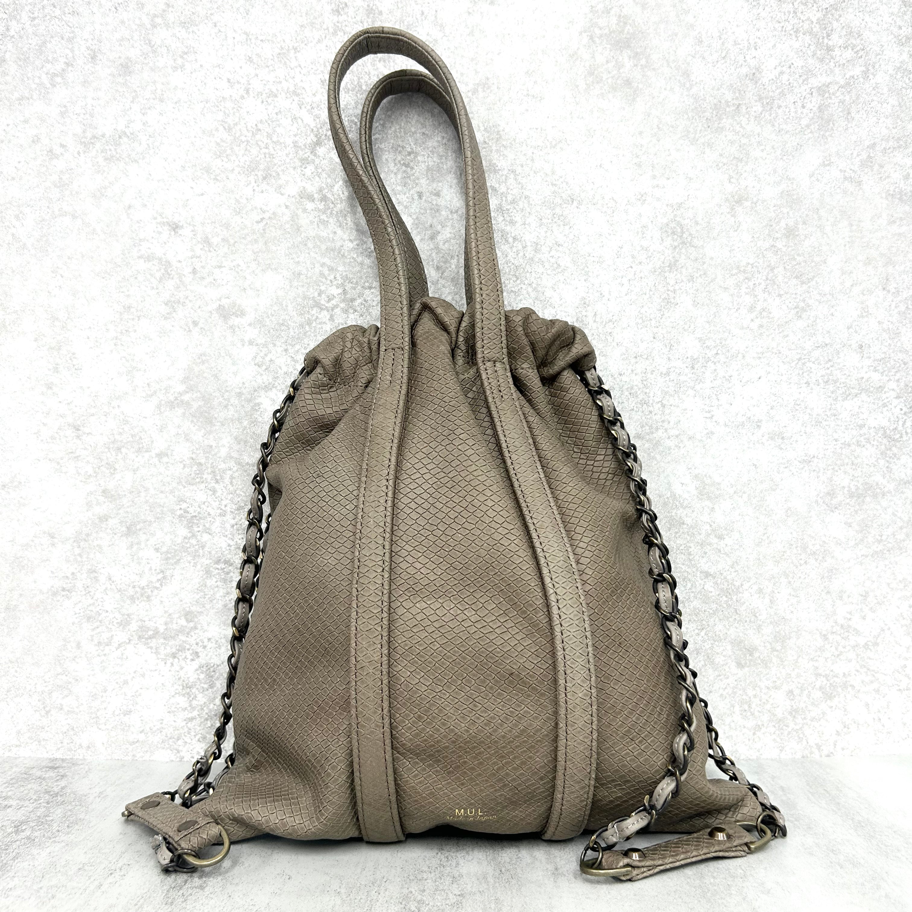 【M.U.L.】トラストートS　グレージュ　パイソン型押し　マットゴールド金具　※1週間前後で発送　※事務所発送