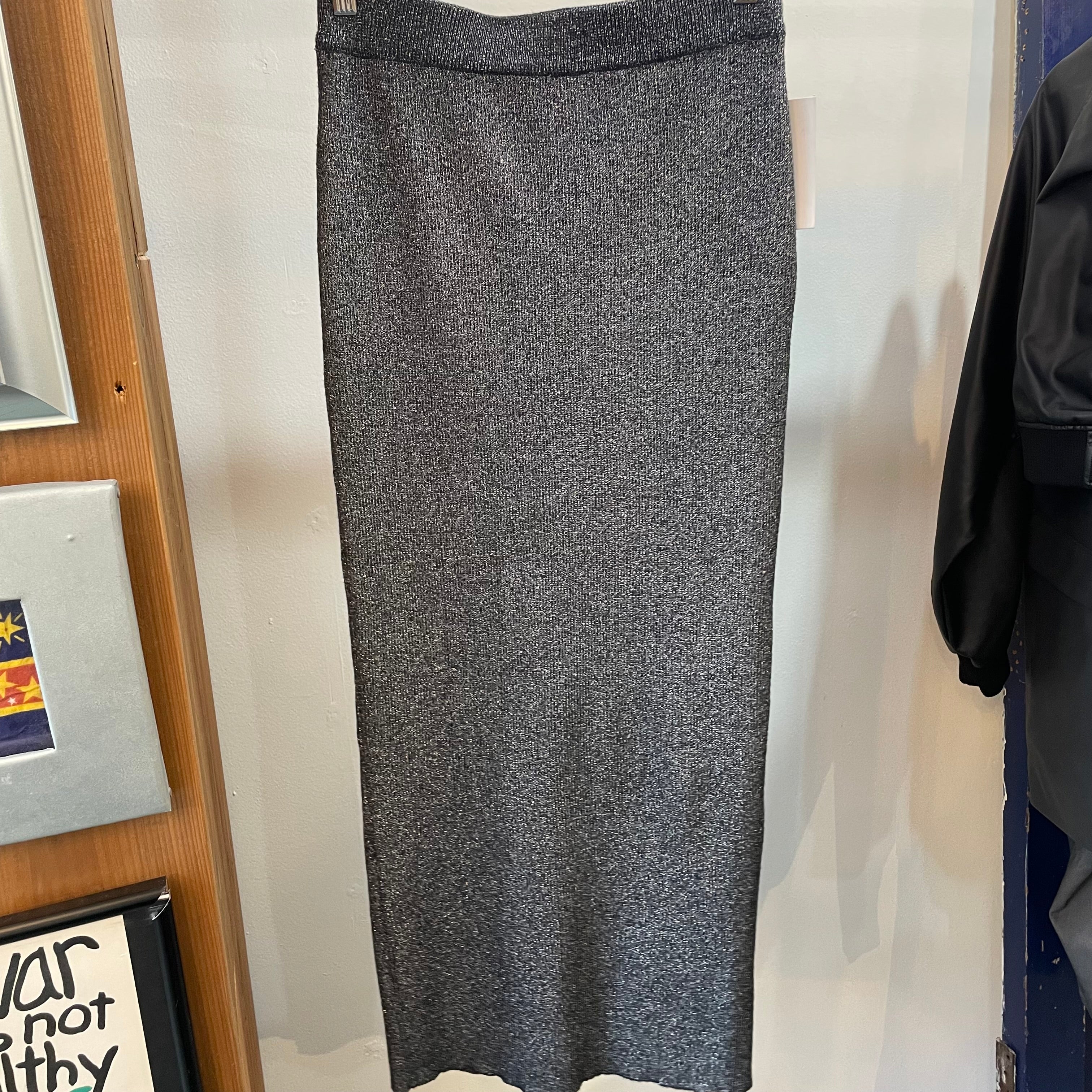 【terrace】ラメニットスカート　-ブラック-　※12/3〜9頃より順次配送予定