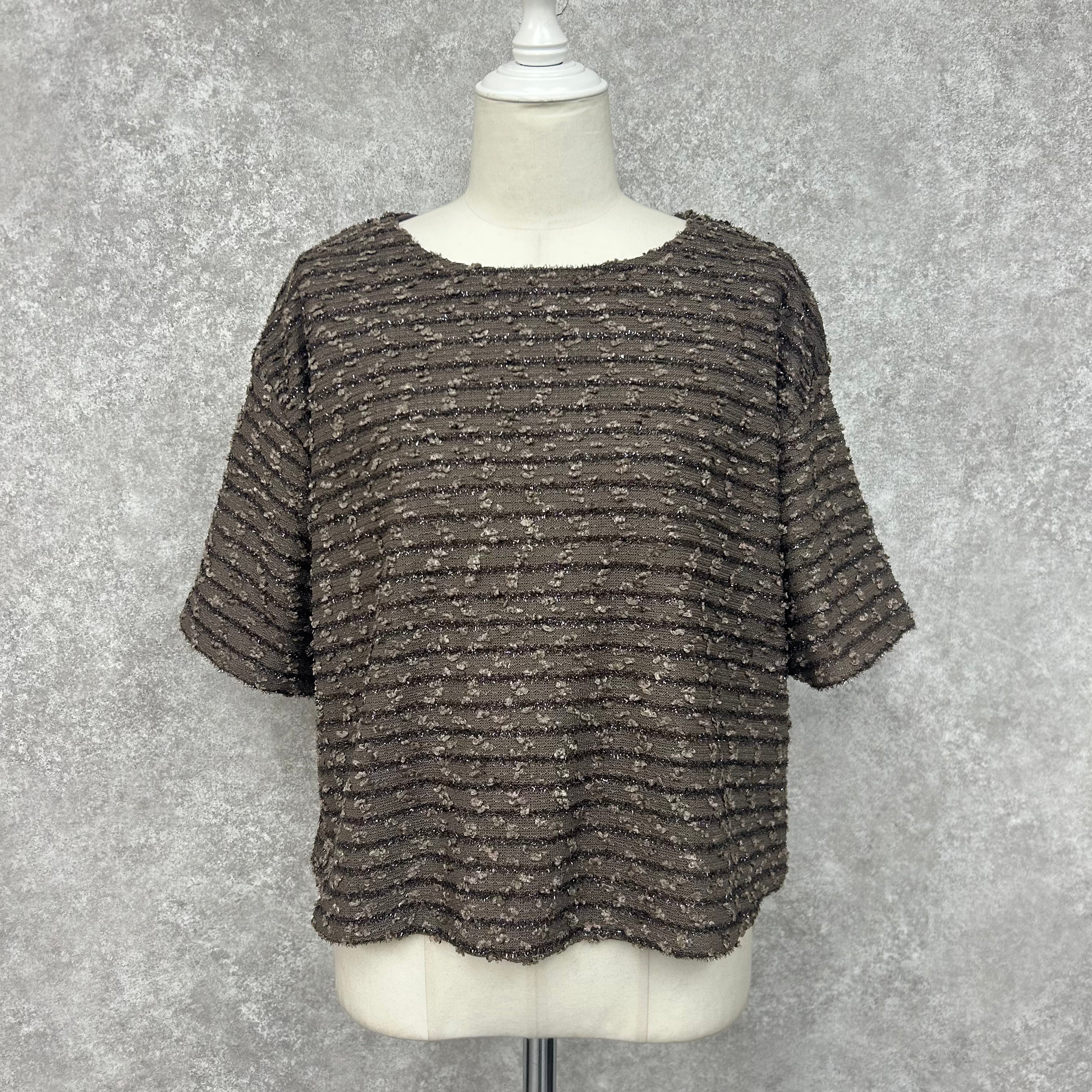 ツイード風トップス　ブラウン　※1/14〜20頃より事務所から順次配送予定