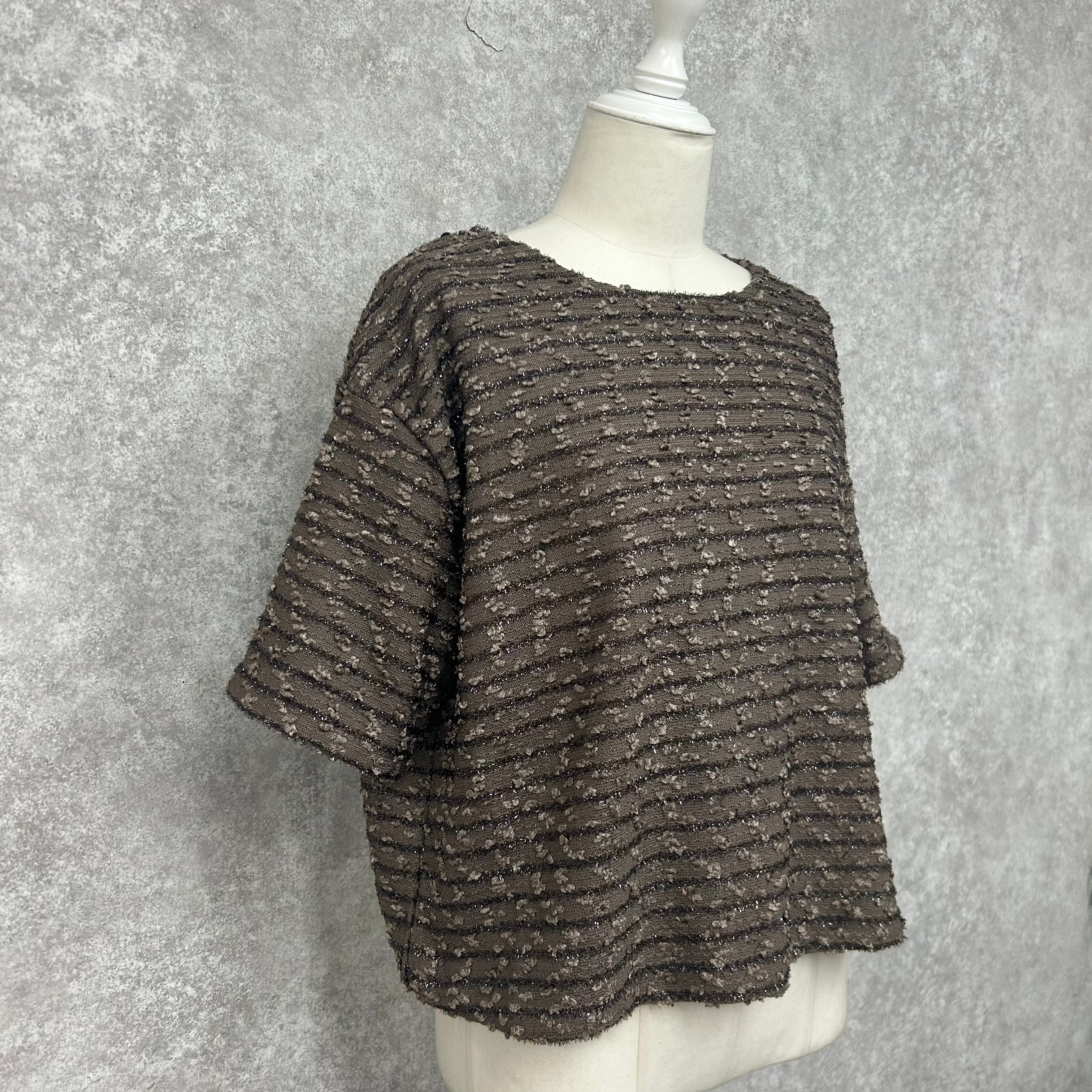 ツイード風トップス　ブラウン　※1/14〜20頃より事務所から順次配送予定