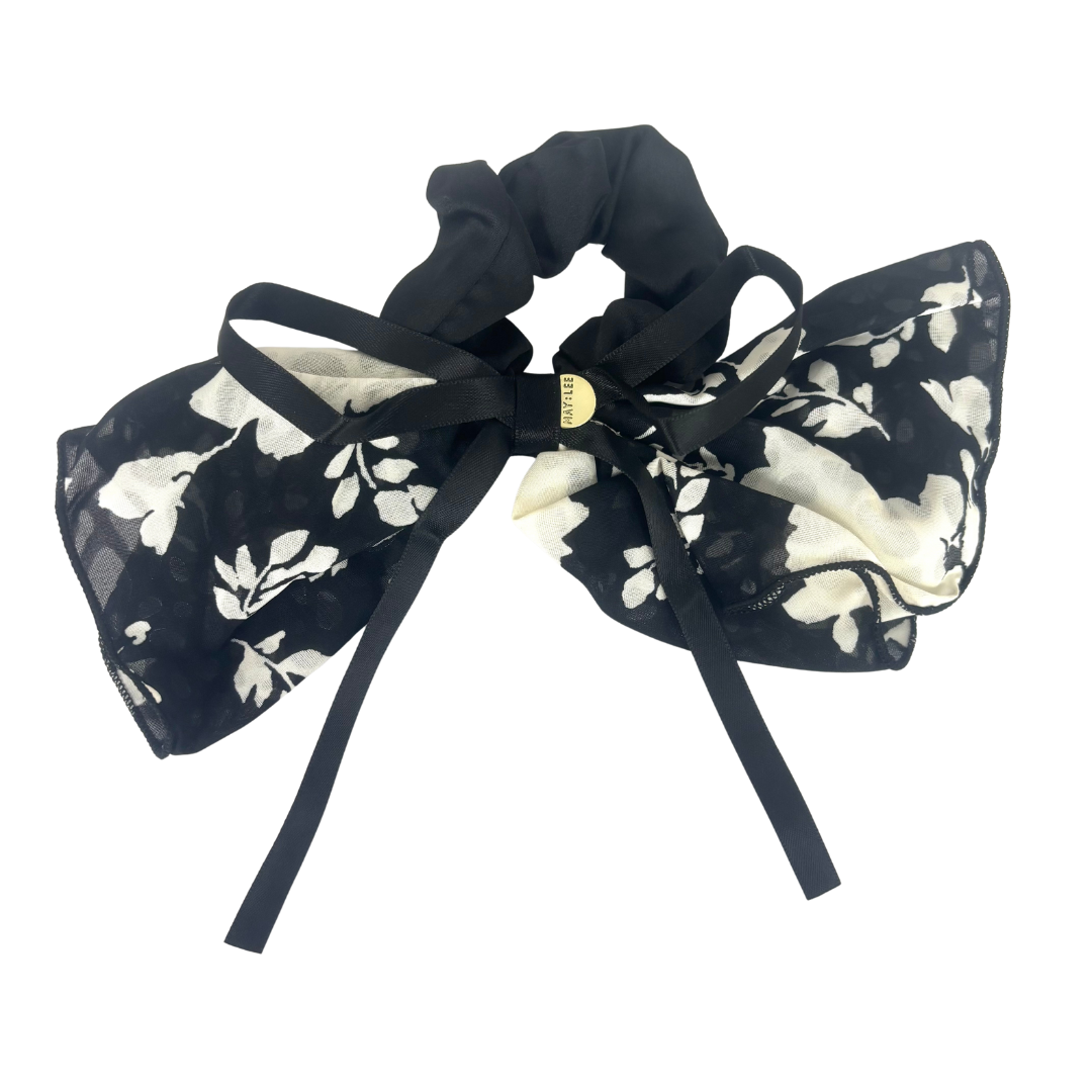 花柄リボンシアーシュシュ -ブラック-　※7/23〜29迄に順次発送予定