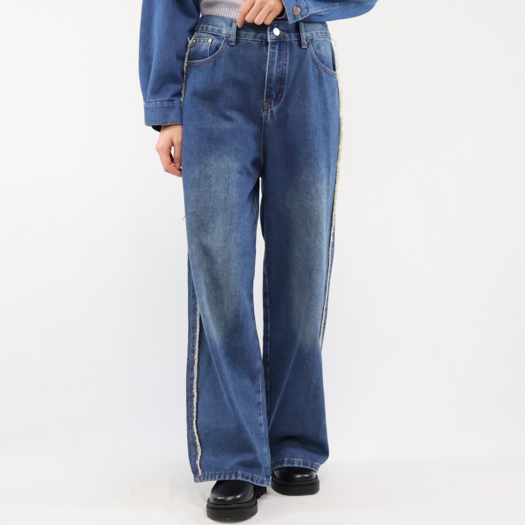 フリンジラインデニム  -ネイビー-　※11/19〜25頃より順次発送予定