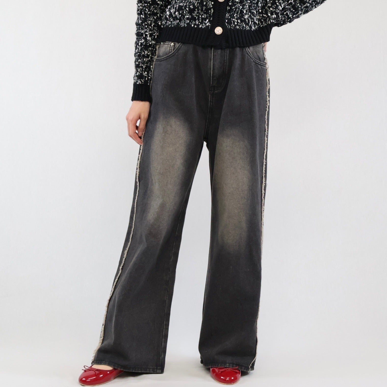 フリンジラインデニム  -ブラック-　※11/19〜25頃より順次発送予定