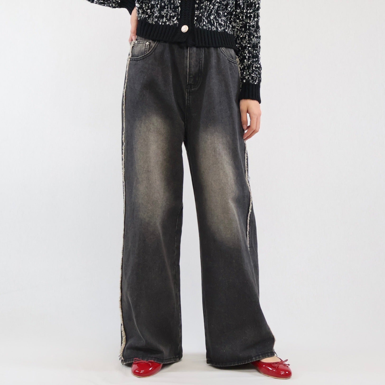 フリンジラインデニム  -ブラック-　※11/19〜25頃より順次発送予定