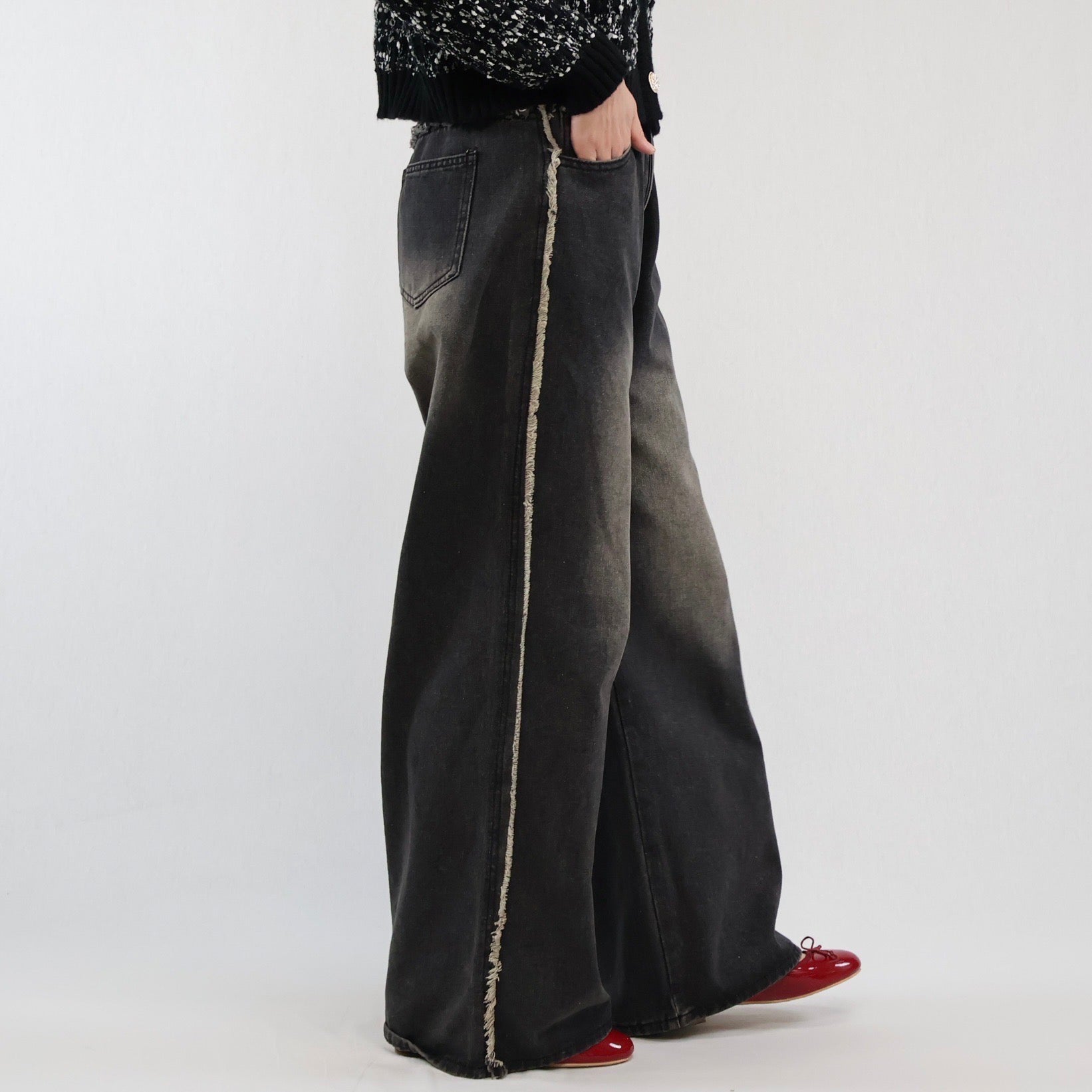 フリンジラインデニム  -ブラック-　※11/19〜25頃より順次発送予定