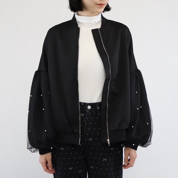 オーガンジーパールブルゾン  -ブラック-　※11/19〜25頃より順次発送予定