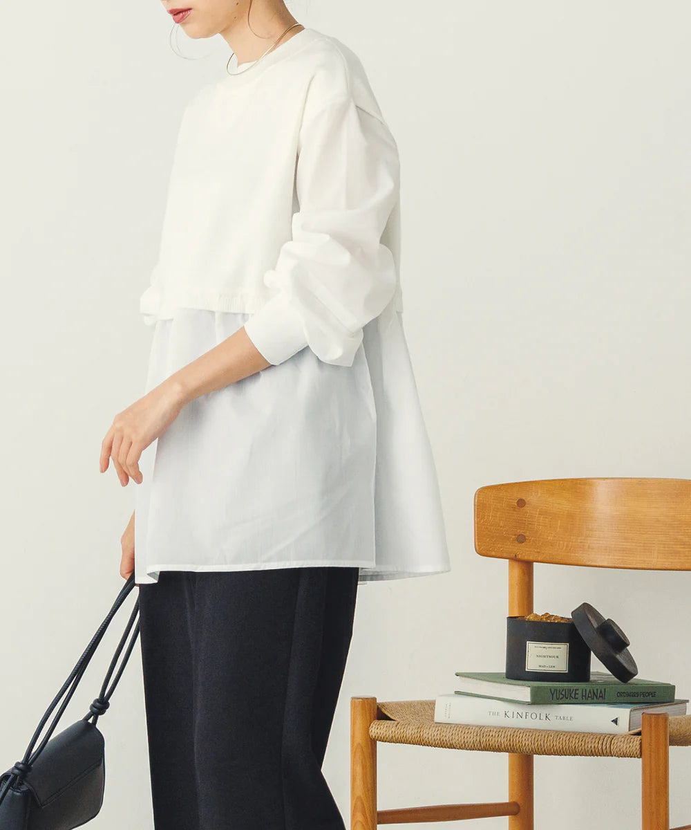 【広告の品🉐】【hunch】やわもちヤーンスリーブタックドッキングニット　アイボリー　※1/14~20頃より順次発送予定